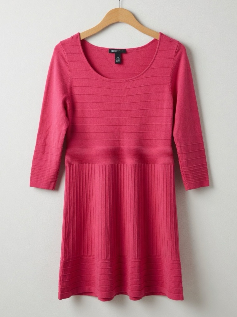 INC International Concepts Raspberry Pink Scoop-Neck Ribbed Knit Mini Dress NWOT